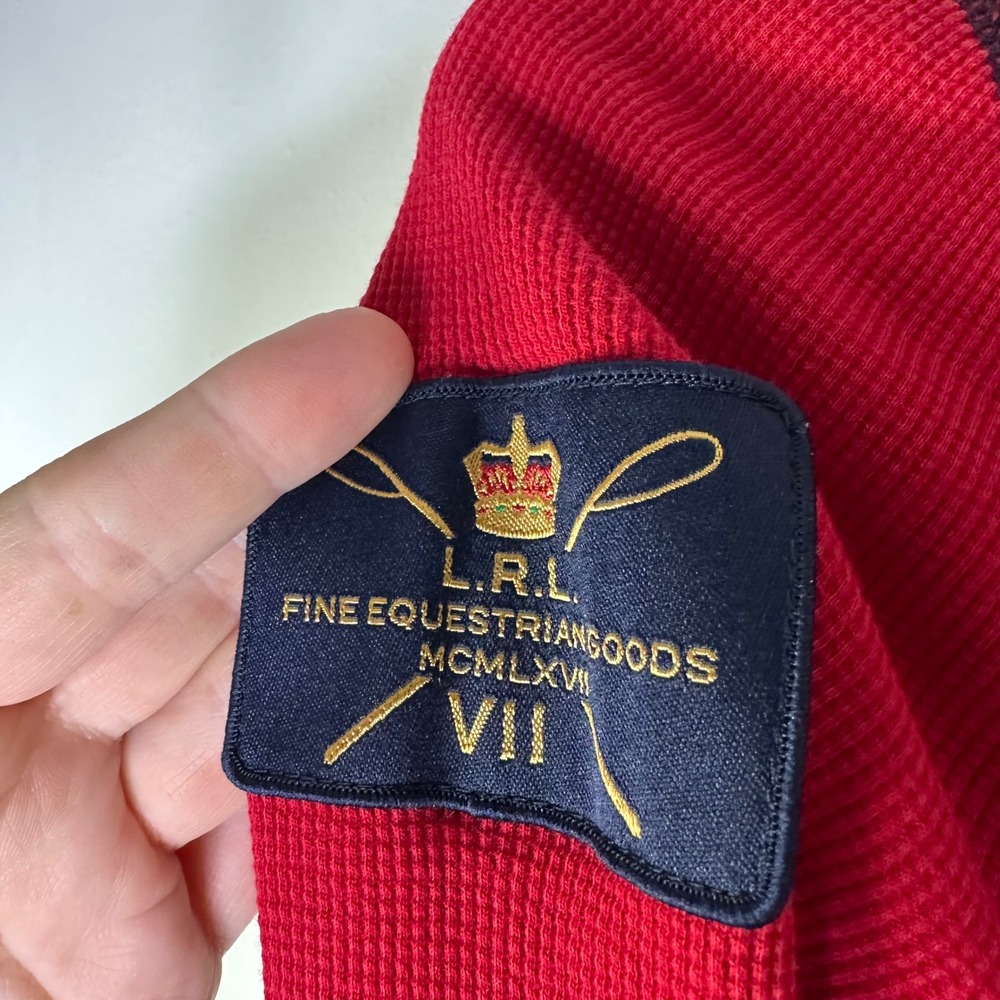 Vintage Lauren Ralph Lauren Equestrian Club Crest 1/4 Zip Women Medium Red Y2K - Picture 5 of 6